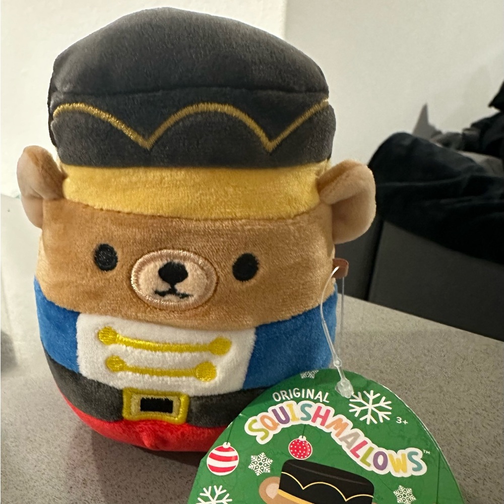 Squishmallows Brown and Blue Nutcracker Bear Stuffed Animal